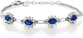 2.36 Cttw Simulated Sapphire Tennis Bracelet For Women