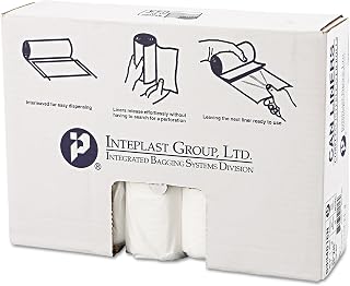 Inteplast 33 Gal Trash Can Liners, Clear, 33 in x 40 in, 250 Bags, S334016N