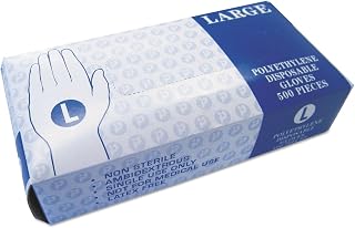 Inteplast Group Embossed Polyethylene Disposable Gloves, Large, Powder-Free, Clear, Box of 500