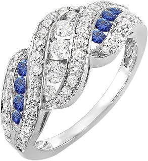 Dazzlingrock Dimaond and Blue Sapphire Womens Cocktail Right Hand Ring
