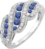 Dazzlingrock Dimaond and Blue Sapphire Womens Cocktail Right Hand Ring