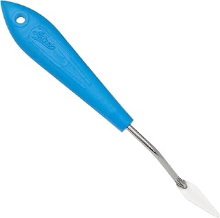 Ateco Offset Spatula, 1.4" Diamond Shape Trowel, Non-Slip Plastic Handle,Silver