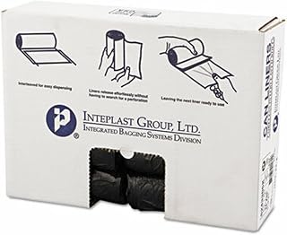 Inteplast S243306K High-Density Can Liner, 24 x 33, 16gal, 6mic, Black, 50/Roll, 20 Rolls/Carton