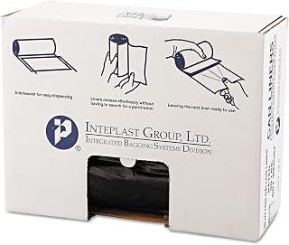 Inteplast VALH4348K22 High-Density Can Liner, 43 x 46, 60gal, 19mic, Black, 25/Roll, 6 Rolls/Carton