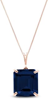 14K Gold with Genuine Octagon Sapphire Pendant Necklace