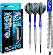 RED DRAGON Razor Edge Steel Tip Darts Set - 85% Tungsten Barrels for Balanced Control & Consistent Accuracy, 23g, Includes Flights & Nitrotech Shafts, Silver