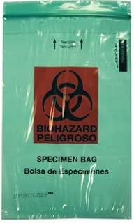 2380474 Specimen Bag Biohaz Zip 2Pckt 6x9" Green 1000 Per Case sold as Case Pt# IP69BG by Inteplast