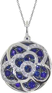 14k White Gold Floating Sapphire Round Pendant with 18" Chain
