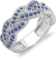 Dazzlingrock Round Blue Sapphire Womens Anniversary Stackable Swirl Ring