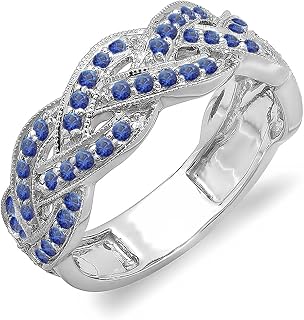 Dazzlingrock Round Blue Sapphire Womens Anniversary Stackable Swirl Ring