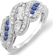 Dazzlingrock Dimaond and Blue Sapphire Womens Cocktail Right Hand Ring