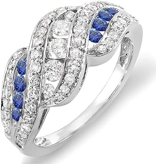 Dazzlingrock Dimaond and Blue Sapphire Womens Cocktail Right Hand Ring