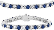 Dazzlingrock Cut Real Blue Sapphire & White Diamond Womens Tennis Bracelet