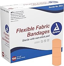 Dynarex Adhesive Fabric Bandage, 1 Inches X 3 Inches Sterile, 100 Count (1 Box)