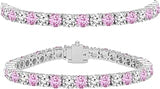 Dazzlingrock Cut Real Pink Sapphire & White Diamond Womens Tennis Bracelet