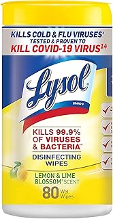 Reckitt Lysol Disinfecting Wipes, Lemon and Lime Blossom, 80 Count (Pack of 6)