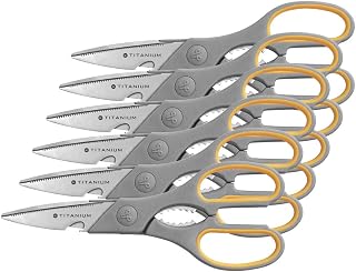 Acme United 30486 Titanium Super Soft Grip Multi Purpose Scissors, 21 cm, Grey/Yellow 6-Piece
