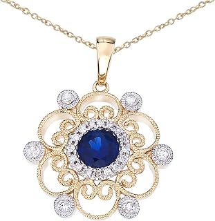 DON'T FORGET THE DASH 14k Two-Tone Sapphire and Diamond Filigree Pendant with 18" Chain