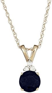 Brilliant Round Solitaire Sapphire & Diamond Pendant 6mm September