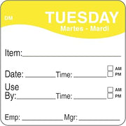 DayMark 1100532 DissolveMark 2 Tuesday Use by Day Square - 250 / RL"