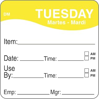 DayMark 1100532 DissolveMark 2 Tuesday Use by Day Square - 250 / RL"