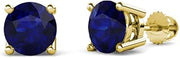 Blue Sapphire Four Prong Solitaire Stud Earrings 0.53 ctw 14K Yellow Gold