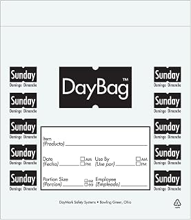 DayMark Day of The Week Trilingual Portion Bag, Sunday, 6.5" x 7", Black (Pack of 2000)