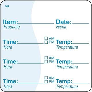 DayMark IT113621 DissolveMark Item/Date/Temp Bilingual Dissolvable Label, 2" x 2" (Roll of 250)