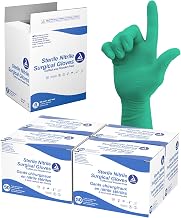 Dynarex Sterile Disposable Nitrile Surgical Gloves, Powder-Free, Hand Specific, White, Size 6.0, 1 Case (4 Boxes of 50 Pairs)