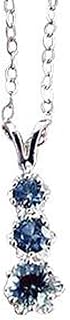 Montana Sapphire Necklace 3 Stone Drop Pendant Sterling Silver