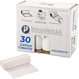 Inteplast 30 Gallons Can Liner, 30 x 36 inches, White, 200 Count