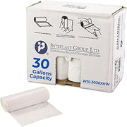Inteplast 30 Gallons Can Liner, 30 x 36 inches, White, 200 Count