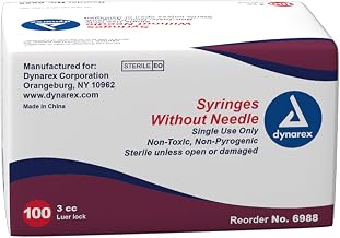 Dynarex 6988B Syringe - Luer Lock 3CC 100/Box (Pack of 100)