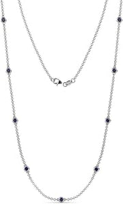 Blue Sapphire 9 Station Necklace 0.66 ctw 14K White Gold