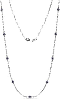 Blue Sapphire 9 Station Necklace 0.66 ctw 14K White Gold