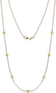 Yellow Sapphire by Yard 7 Station Necklace 0.50 ctw 14K Rose Gold