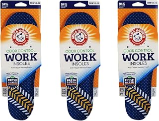 Arm & Hammer Memory Foam Work Insoles, Men's Sizes 8-13, 1 Pair (3 Pack)