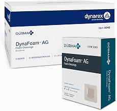 Dynarex Dynafoam Ag Waterproof Adhesive Bordered Silver Foam Wound Care Dressing Bandage - 4x4 Inches - 3049, 4" X 4", 100 Count