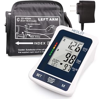 LotFancy Blood Pressure Monitor, Automatic BP Gauge & Upper Arm Large Cuff(8.6"-16.5”) Kit, Digital BP Meter Accurate Tester Machine for Home Use, 2 User, with 120 Reading Memory, Large LCD Display