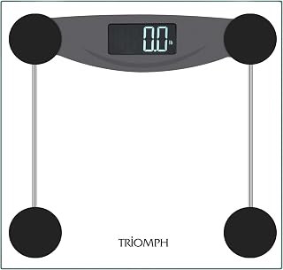 Triomph Smart Digital Body Weight Bathroom Scale with Step-On Technology, LCD Backlit Display, 400 lbs Capacity and Accurate Weight Measurements, Silver