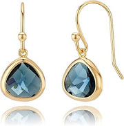 14K Gold-Plated Dainty Simulated Blue Sapphire Dangle Earrings
