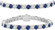 Dazzlingrock Real Blue Sapphire & White Diamond Womens Tennis Bracelet