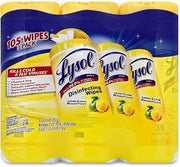 Reckitt Benckiser Disinfecting Wipes, 35CT, Lemon Scent, 3/PK, White