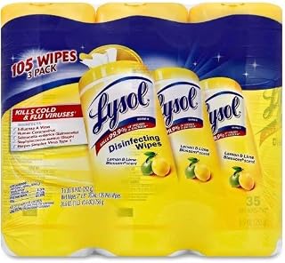 Reckitt Benckiser Disinfecting Wipes, 35CT, Lemon Scent, 3/PK, White