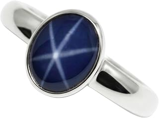 Oval 10x8mm Lab Created Blue Star Sapphire Argentium Silver Ring