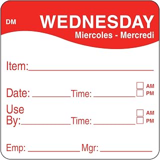 DayMark 1100533 DissolveMark 2 Wednesday Use by Day Square - 250 / RL"