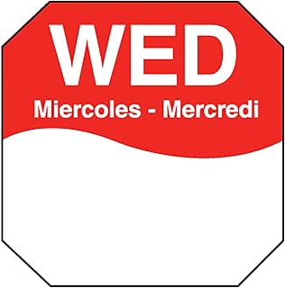 DayMark 1100603 Trilingual Octagonal 1 Wednesday Label - 1000 / RL"