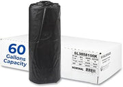 Inteplast 60 Gallon Can Liner, 38 x 58 inches, Black, 100 Count