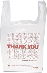 Inteplast Group THW1VAL OIZCoY Thank You Handled T-Shirt Bags, 11 1.5 x 21, Polyethylene, White, Case of 900 (5 Units)