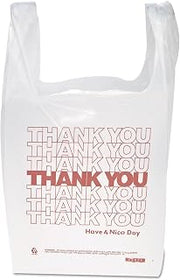 Inteplast Group THW1VAL OIZCoY Thank You Handled T-Shirt Bags, 11 1.5 x 21, Polyethylene, White, Case of 900 (5 Units)